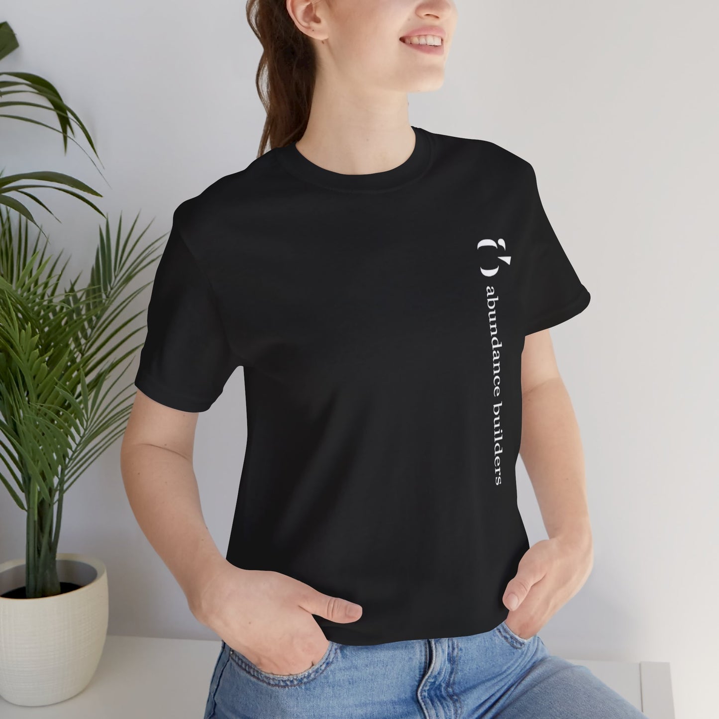 Abundance Builders Vertical Logo Short Sleeve Tee. Minimalist. Comfortable. Purpose-built.