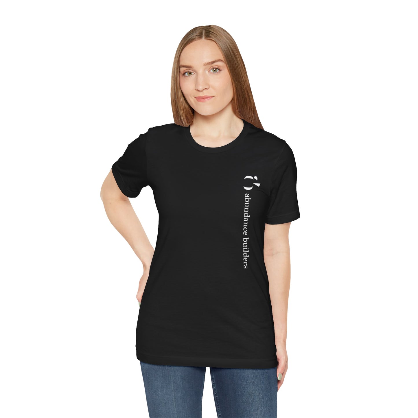 Abundance Builders Vertical Logo Short Sleeve Tee. Minimalist. Comfortable. Purpose-built.