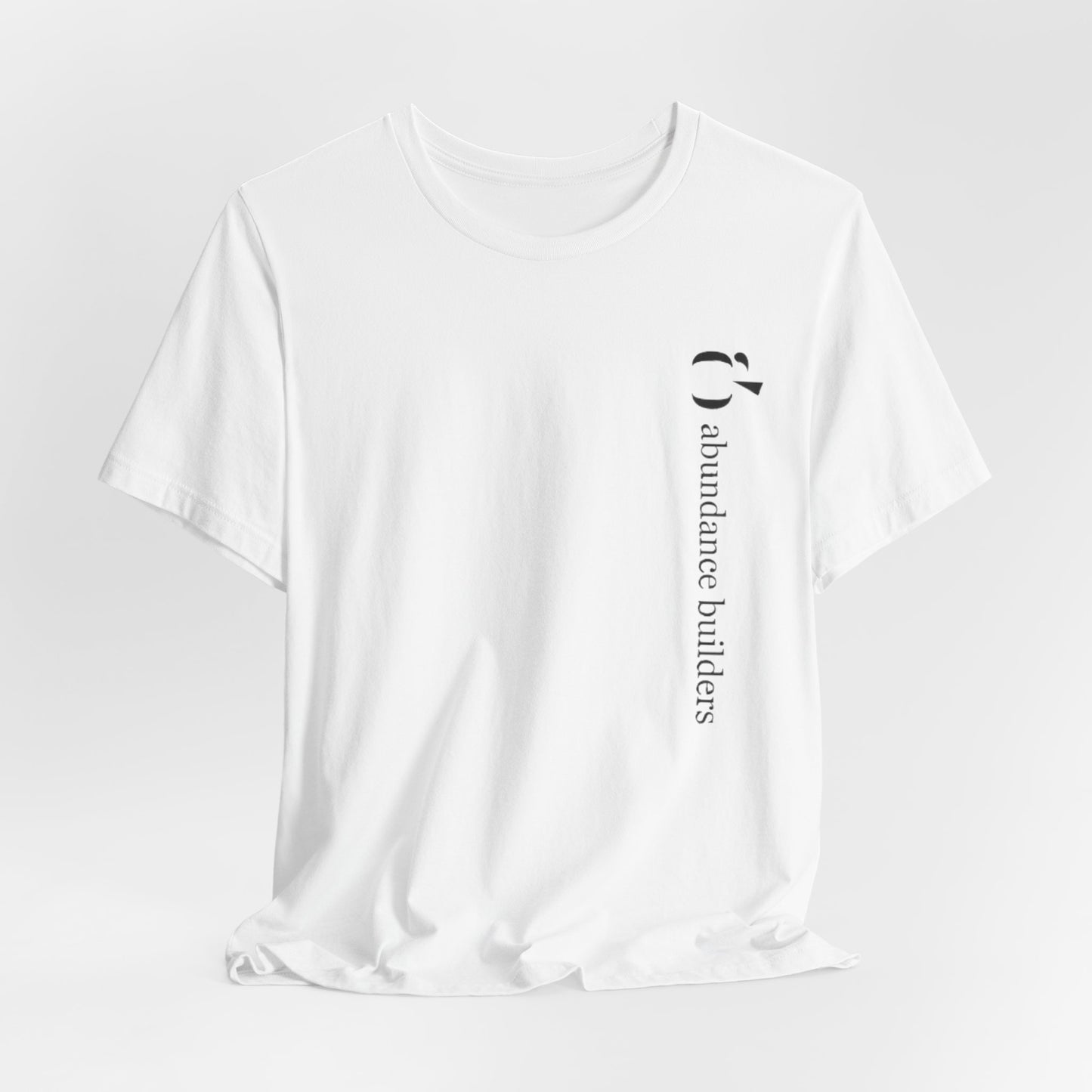 Abundance Builders Vertical Logo Short Sleeve Tee. Minimalist. Comfortable. Purpose-built.