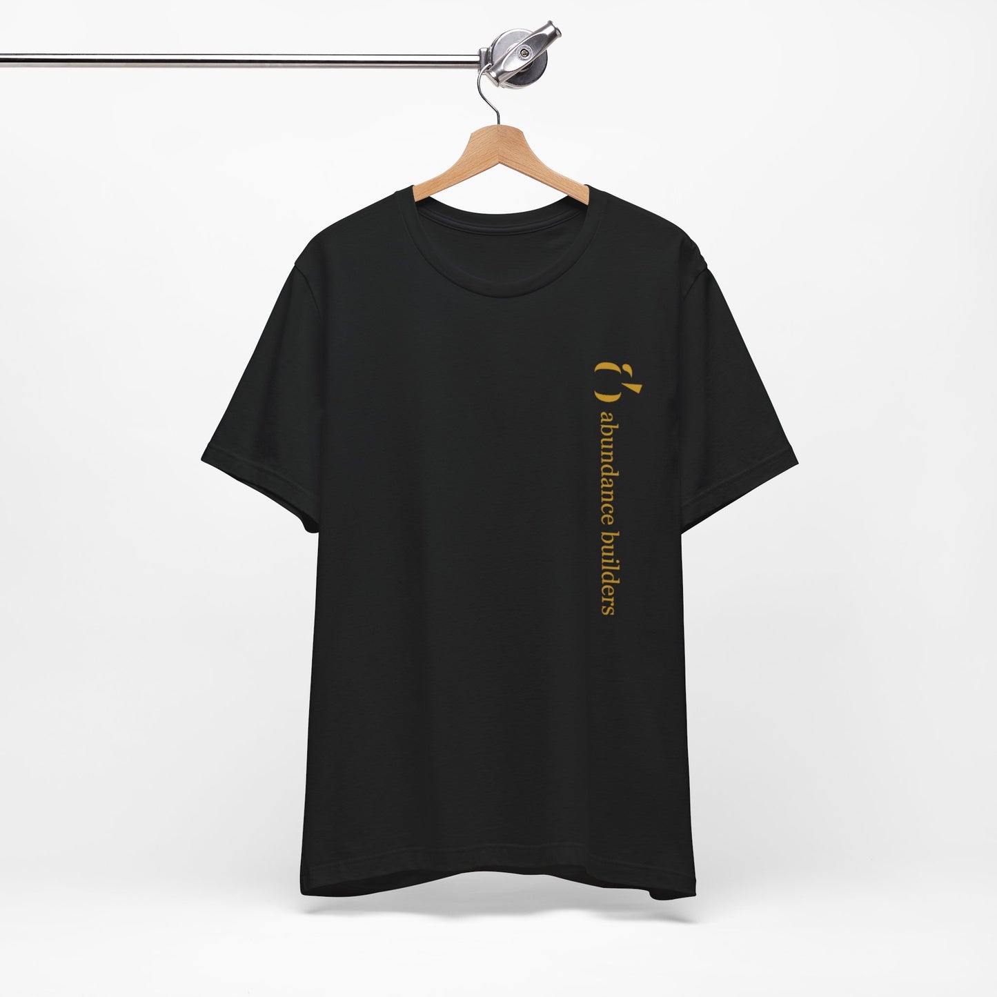 Abundance Builders Vertical Gold Logo Short Sleeve T-Shirt. Minimalist. Comfortable. Purpose-built.