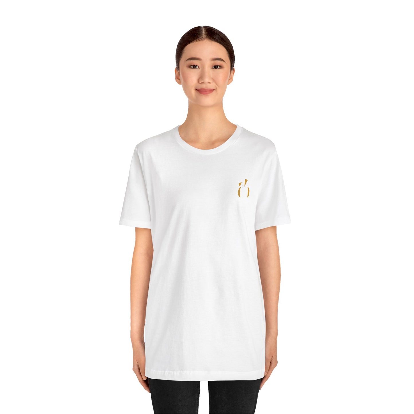 Abundance Builders Gold Monogram Short Sleeve T-Shirt. Minimal design. Maximum intention.