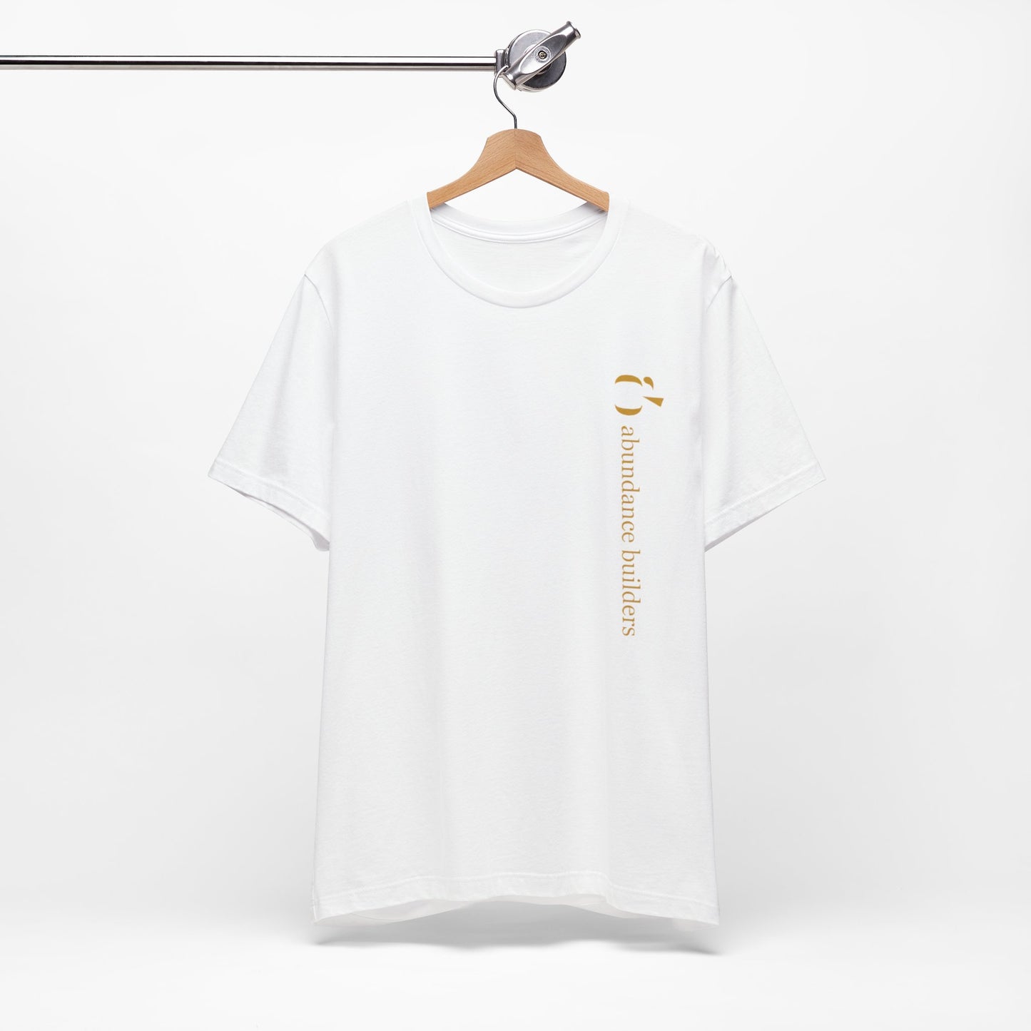 Abundance Builders Vertical Gold Logo Short Sleeve T-Shirt. Minimalist. Comfortable. Purpose-built.