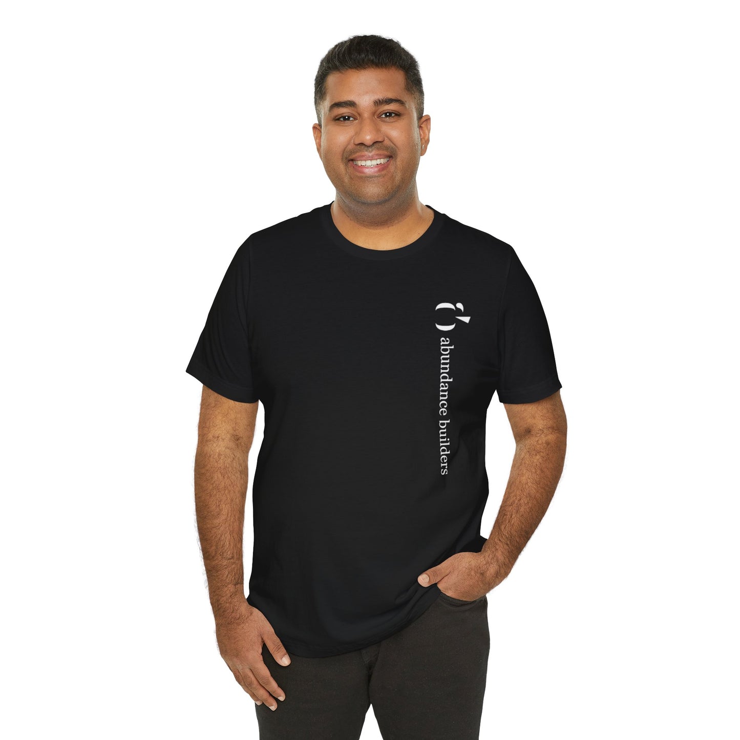 Abundance Builders Vertical Logo Short Sleeve Tee. Minimalist. Comfortable. Purpose-built.