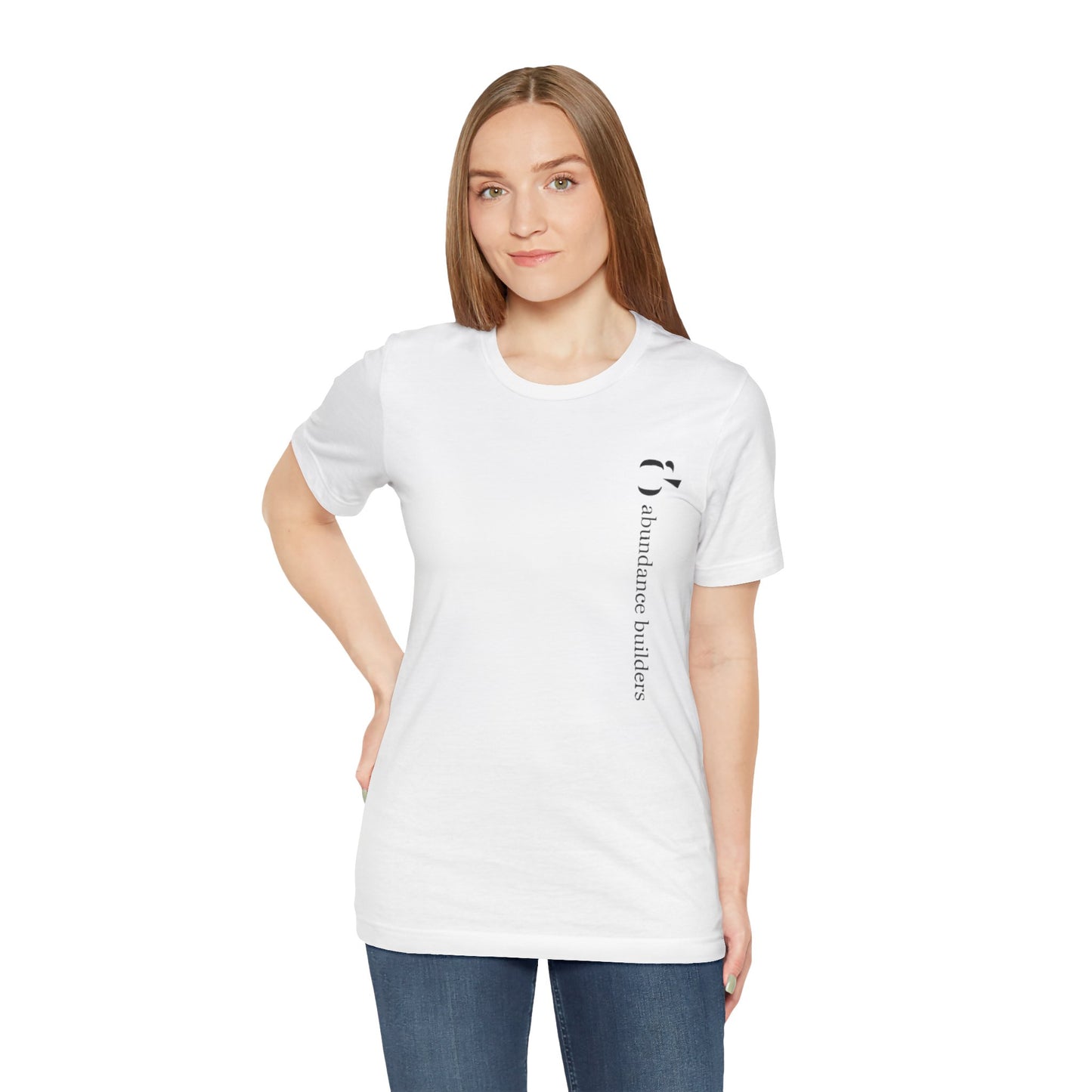 Abundance Builders Vertical Logo Short Sleeve Tee. Minimalist. Comfortable. Purpose-built.